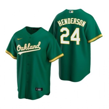Men's Oakland Athletics #24 Rickey Henderson Green Cool Base Stitched MLB Jersey Men's Oakland Athletics #24 Rickey Henderson Green Cool Base Stitched MLB Jersey