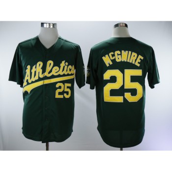 Men's Oakland Athletics #25 Mark McGwire Green Throwback Stitched MLB Jersey Men's Oakland Athletics #25 Mark McGwire Green Throwback Stitched MLB Jersey