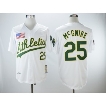 Men's Oakland Athletics #25 Mark McGwire White 1989 Throwback Stitched MLB Jersey Men's Oakland Athletics #25 Mark McGwire White 1989 Throwback Stitched MLB Jersey