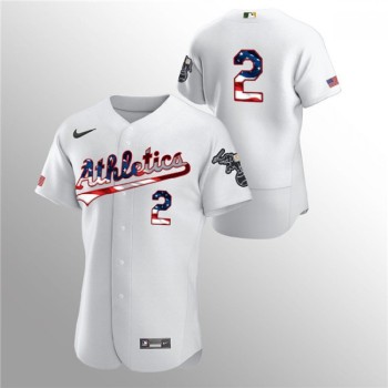 Men's Oakland Athletics #2 Khris Davis White 2020 Stars & Stripes Flex Base Stitched Jersey Men's Oakland Athletics #2 Khris Davis White 2020 Stars & Stripes Flex Base Stitched Jersey