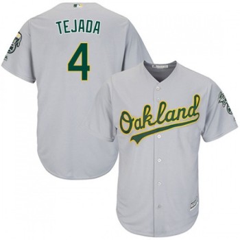 Men's Oakland Athletics #4 Miguel Tejada Grey Cool Base Stitched MLB Jersey Men's Oakland Athletics #4 Miguel Tejada Grey Cool Base Stitched MLB Jersey