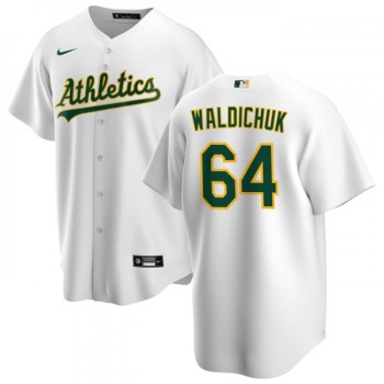 Men's Oakland Athletics #64 Ken Waldichuk White Cool Base Stitched Jersey Men's Oakland Athletics #64 Ken Waldichuk White Cool Base Stitched Jersey