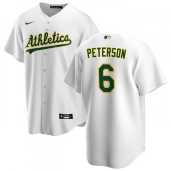 Men's Oakland Athletics #6 Jace Peterson White Cool Base Stitched Jersey Men's Oakland Athletics #6 Jace Peterson White Cool Base Stitched Jersey