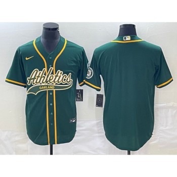 Men's Oakland Athletics Blank Green Cool Base Stitched Baseball Jersey Men's Oakland Athletics Blank Green Cool Base Stitched Baseball Jersey