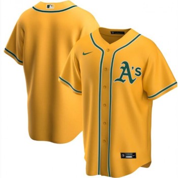 Men's Oakland Athletics Blank Yellow Cool Base Stitched Jersey Men's Oakland Athletics Blank Yellow Cool Base Stitched Jersey