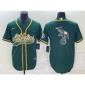 Men's Oakland Athletics Green Team Big Logo Cool Base Stitched Baseball Jersey 001 Men's Oakland Athletics Green Team Big Logo Cool Base Stitched Baseball Jersey 001