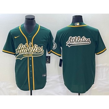 Men's Oakland Athletics Green Team Big Logo Cool Base Stitched Baseball Jersey 002 Men's Oakland Athletics Green Team Big Logo Cool Base Stitched Baseball Jersey 002