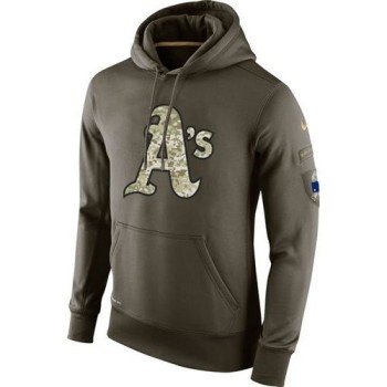 Men's Oakland Athletics Olive Salute To Service KO Performance Hoodie Men's Oakland Athletics Olive Salute To Service KO Performance Hoodie