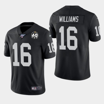 Men's Oakland Raiders #16 Tyrell Williams Black 100th Season with 60 Patch Vapor Limited Stitched NFL Jersey Men's Oakland Raiders #16 Tyrell Williams Black 100th Season with 60 Patch Vapor Limited Stitched NFL Jersey