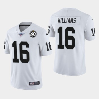 Men's Oakland Raiders #16 Tyrell Williams White 100th Season with 60 Patch Vapor Limited Stitched NFL Jersey Men's Oakland Raiders #16 Tyrell Williams White 100th Season with 60 Patch Vapor Limited Stitched NFL Jersey