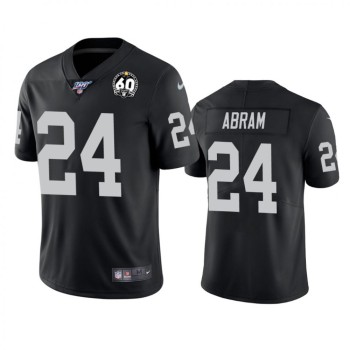 Men's Oakland Raiders #24 Johnathan Abram Black 100th Season with 60 Patch Vapor Limited Stitched NFL Jersey Men's Oakland Raiders #24 Johnathan Abram Black 100th Season with 60 Patch Vapor Limited Stitched NFL Jersey