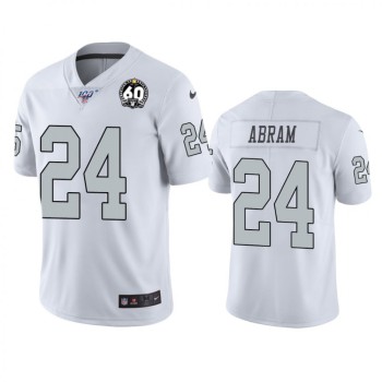 Men's Oakland Raiders #24 Johnathan Abram White 100th Season with 60 Patch Color Rush Limited Stitched NFL Jersey Men's Oakland Raiders #24 Johnathan Abram White 100th Season with 60 Patch Color Rush Limited Stitched NFL Jersey