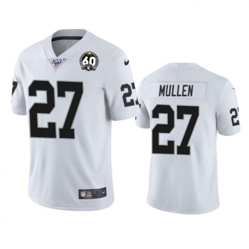Men's Oakland Raiders #27 Trayvon Mullen White 100th Season with 60 Patch Vapor Limited Stitched NFL Jersey Men's Oakland Raiders #27 Trayvon Mullen White 100th Season with 60 Patch Vapor Limited Stitched NFL Jersey