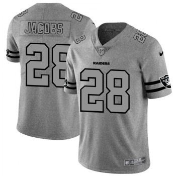 Men's Oakland Raiders #28 Josh Jacobs 2019 Gray Gridiron Team Logo Limited Stitched NFL Jersey Men's Oakland Raiders #28 Josh Jacobs 2019 Gray Gridiron Team Logo Limited Stitched NFL Jersey