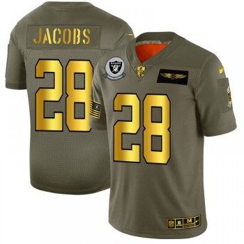 Men's Oakland Raiders #28 Josh Jacobs 2019 Olive/Gold Salute To Service Limited Stitched NFL Jersey Men's Oakland Raiders #28 Josh Jacobs 2019 Olive/Gold Salute To Service Limited Stitched NFL Jersey