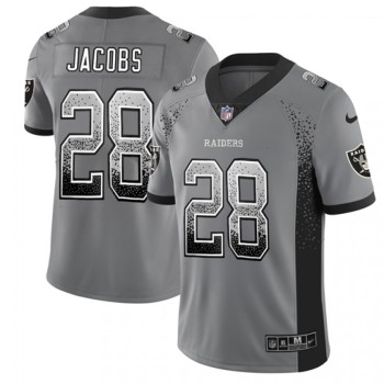 Men's Oakland Raiders #28 Josh Jacobs Black Drift Fashion Color Rush Limited Stitched NFL Jersey Men's Oakland Raiders #28 Josh Jacobs Black Drift Fashion Color Rush Limited Stitched NFL Jersey