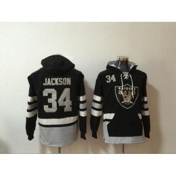 Men's Oakland Raiders #34 Bo Jackson Black All Stitched NFL Hoodie Sweatshirt Men's Oakland Raiders #34 Bo Jackson Black All Stitched NFL Hoodie Sweatshirt