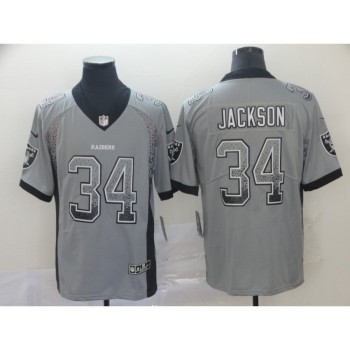Men's Oakland Raiders #34 Bo Jackson Gray Drift Fashion Color Rush Limited Stitched NFL Jersey Men's Oakland Raiders #34 Bo Jackson Gray Drift Fashion Color Rush Limited Stitched NFL Jersey