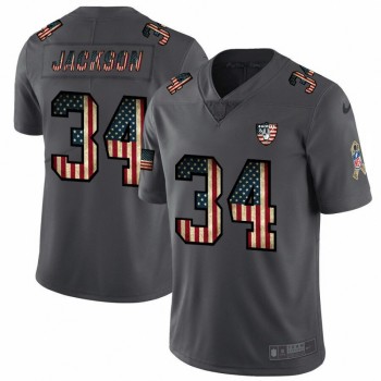 Men's Oakland Raiders #34 Bo Jackson Grey 2019 Salute To Service USA Flag Fashion Limited Stitched NFL Jersey Men's Oakland Raiders #34 Bo Jackson Grey 2019 Salute To Service USA Flag Fashion Limited Stitched NFL Jersey