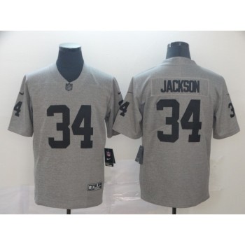 Men's Oakland Raiders #34 Bo Jackson Grey Limited Stitched NFL Jersey Men's Oakland Raiders #34 Bo Jackson Grey Limited Stitched NFL Jersey