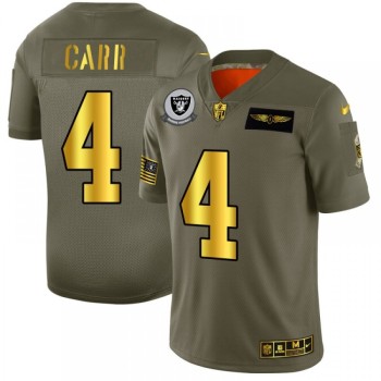 Men's Oakland Raiders #4 Derek Carr 2019 Olive/Gold Salute To Service Limited Stitched NFL Jersey Men's Oakland Raiders #4 Derek Carr 2019 Olive/Gold Salute To Service Limited Stitched NFL Jersey