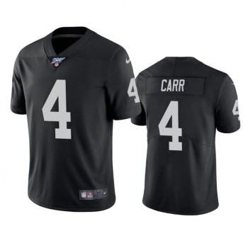 Men's Oakland Raiders #4 Derek Carr Black 2019 100th Season Vapor Untouchable Limited Stitched NFL Jersey Men's Oakland Raiders #4 Derek Carr Black 2019 100th Season Vapor Untouchable Limited Stitched NFL Jersey