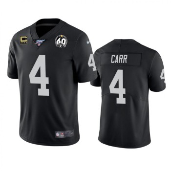 Men's Oakland Raiders #4 Derek Carr Black 60th Anniversary Vapor with C patch Limited Stitched NFL 100th season Jersey Men's Oakland Raiders #4 Derek Carr Black 60th Anniversary Vapor with C patch Limited Stitched NFL 100th season Jersey