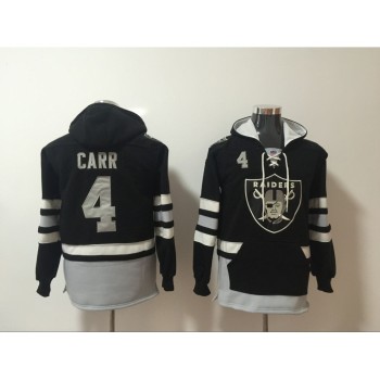 Men's Oakland Raiders #4 Derek Carr Black All Stitched NFL Hoodie Sweatshirt Men's Oakland Raiders #4 Derek Carr Black All Stitched NFL Hoodie Sweatshirt