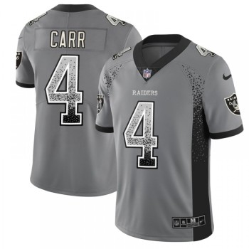 Men's Oakland Raiders #4 Derek Carr Gray 2018 Drift Fashion Color Rush Limited Stitched NFL Jersey Men's Oakland Raiders #4 Derek Carr Gray 2018 Drift Fashion Color Rush Limited Stitched NFL Jersey