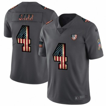 Men's Oakland Raiders #4 Derek Carr Grey 2019 Salute To Service USA Flag Fashion Limited Stitched NFL Jersey Men's Oakland Raiders #4 Derek Carr Grey 2019 Salute To Service USA Flag Fashion Limited Stitched NFL Jersey