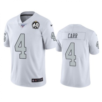 Men's Oakland Raiders #4 Derek Carr White 100th Season with 60 Patch Color Rush Limited Stitched NFL Jersey Men's Oakland Raiders #4 Derek Carr White 100th Season with 60 Patch Color Rush Limited Stitched NFL Jersey