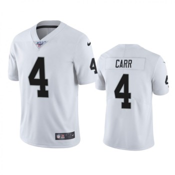 Men's Oakland Raiders #4 Derek Carr White 2019 100th Season Vapor Untouchable Limited Stitched NFL Jersey Men's Oakland Raiders #4 Derek Carr White 2019 100th Season Vapor Untouchable Limited Stitched NFL Jersey