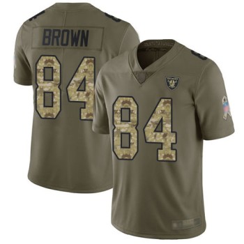 Men's Oakland Raiders #84 Antonio Brown Olive Green Salute To Service Stitched NFL Jersey Men's Oakland Raiders #84 Antonio Brown Olive Green Salute To Service Stitched NFL Jersey