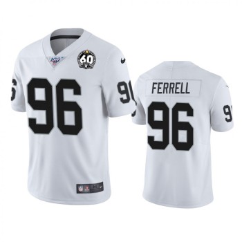 Men's Oakland Raiders #96 Clelin Ferrell White 100th Season With 60 Patch Vapor Limited Stitched NFL Jersey Men's Oakland Raiders #96 Clelin Ferrell White 100th Season With 60 Patch Vapor Limited Stitched NFL Jersey