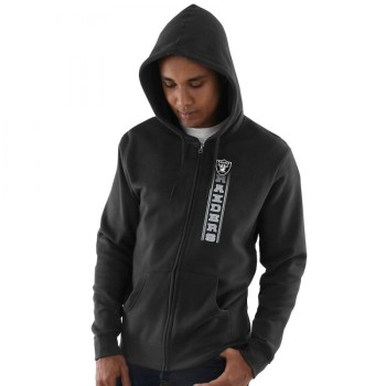 Men's Oakland Raiders Black Hook and Ladder Full-Zip NFL Hoodie Men's Oakland Raiders Black Hook and Ladder Full-Zip NFL Hoodie