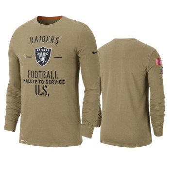 Men's Oakland Raiders Tan 2019 Salute to Service Sideline Performance Long Sleeve Shirt Men's Oakland Raiders Tan 2019 Salute to Service Sideline Performance Long Sleeve Shirt