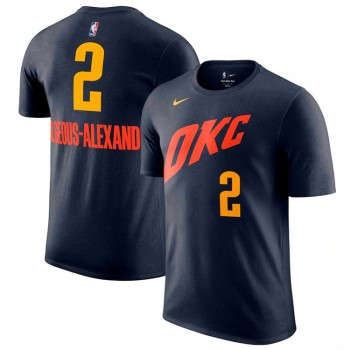 Men's Oklahoma City Thunder #2 Shai Gilgeous-Alexander Navy 2023/24 City Edition Name & Number T-Shirt Men's Oklahoma City Thunder #2 Shai Gilgeous-Alexander Navy 2023/24 City Edition Name & Number T-Shirt