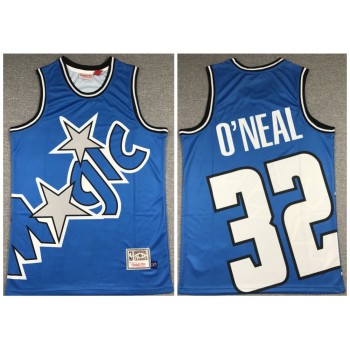Men's Orlando Magic #32 Shaquille O'Neal Blue Big Face Stitched Jersey