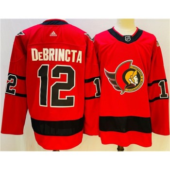 Men's Ottawa Senators #12 Alex DeBrincat 2021 Red Reverse Retro Stitched Jersey Men's Ottawa Senators #12 Alex DeBrincat 2021 Red Reverse Retro Stitched Jersey