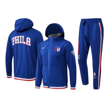 Men's Philadelphia 76ers 75th Anniversary Royal Performance Showtime Full-Zip Hoodie Jacket And Pants Suit Men's Philadelphia 76ers 75th Anniversary Royal Performance Showtime Full-Zip Hoodie Jacket And Pants Suit