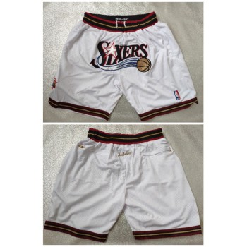 Men's Philadelphia 76ers White Shorts (Run Small) Men's Philadelphia 76ers White Shorts (Run Small)