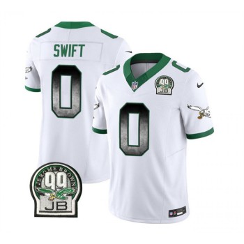 Men's Philadelphia Eagles #0 D'Andre Swift White 2023 F.U.S.E. Throwback Vapor Untouchable Limited Stitched Football Jersey Men's Philadelphia Eagles #0 D'Andre Swift White 2023 F.U.S.E. Throwback Vapor Untouchable Limited Stitched Football Jersey
