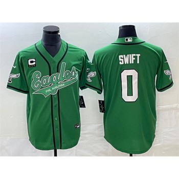 Men's Philadelphia Eagles #0 D'andre Swift Green With 3-star C Patch Cool Base Stitched Baseball Jersey Men's Philadelphia Eagles #0 D'andre Swift Green With 3-star C Patch Cool Base Stitched Baseball Jersey