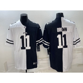 Men's Philadelphia Eagles #11 A.J. Brown Black & White Split Limited Stitched Jersey Men's Philadelphia Eagles #11 A.J. Brown Black & White Split Limited Stitched Jersey
