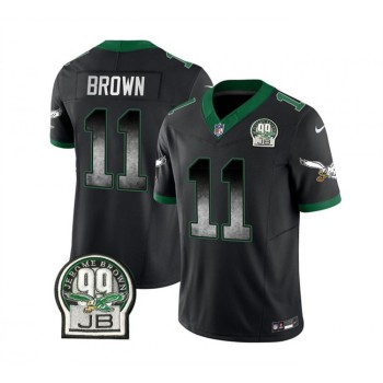 Men's Philadelphia Eagles #11 A. J. Brown Black 2023 F.U.S.E. Throwback Vapor Untouchable Limited Stitched Football Jersey Men's Philadelphia Eagles #11 A. J. Brown Black 2023 F.U.S.E. Throwback Vapor Untouchable Limited Stitched Football Jersey