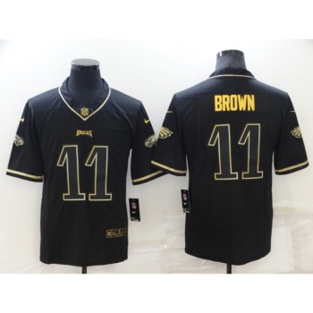 Men's Philadelphia Eagles #11 A. J. Brown Black/Gold Salute To Service Limited Stitched Jersey Men's Philadelphia Eagles #11 A. J. Brown Black/Gold Salute To Service Limited Stitched Jersey