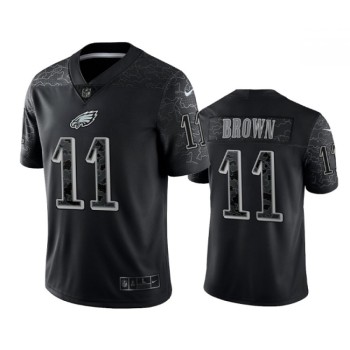 Men's Philadelphia Eagles #11 A. J. Brown Black Reflective Limited Stitched Jersey Men's Philadelphia Eagles #11 A. J. Brown Black Reflective Limited Stitched Jersey