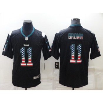 Men's Philadelphia Eagles #11 A. J. Brown Black USA Flag Color Rush Limited Stitched Jersey Men's Philadelphia Eagles #11 A. J. Brown Black USA Flag Color Rush Limited Stitched Jersey