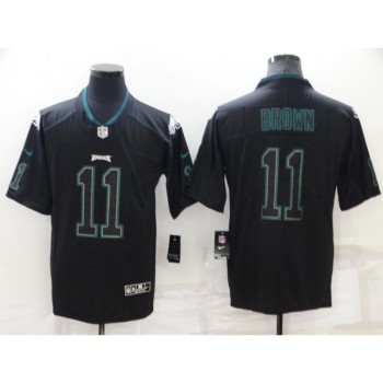 Men's Philadelphia Eagles #11 A. J. Brown Lights Out Black Color Rush Limited Stitched Jersey Men's Philadelphia Eagles #11 A. J. Brown Lights Out Black Color Rush Limited Stitched Jersey