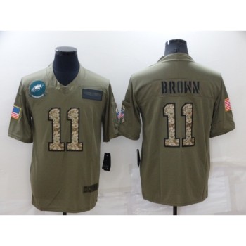 Men's Philadelphia Eagles #11 A. J. Brown Olive/Camo Salute To Service Limited Stitched Jersey Men's Philadelphia Eagles #11 A. J. Brown Olive/Camo Salute To Service Limited Stitched Jersey
